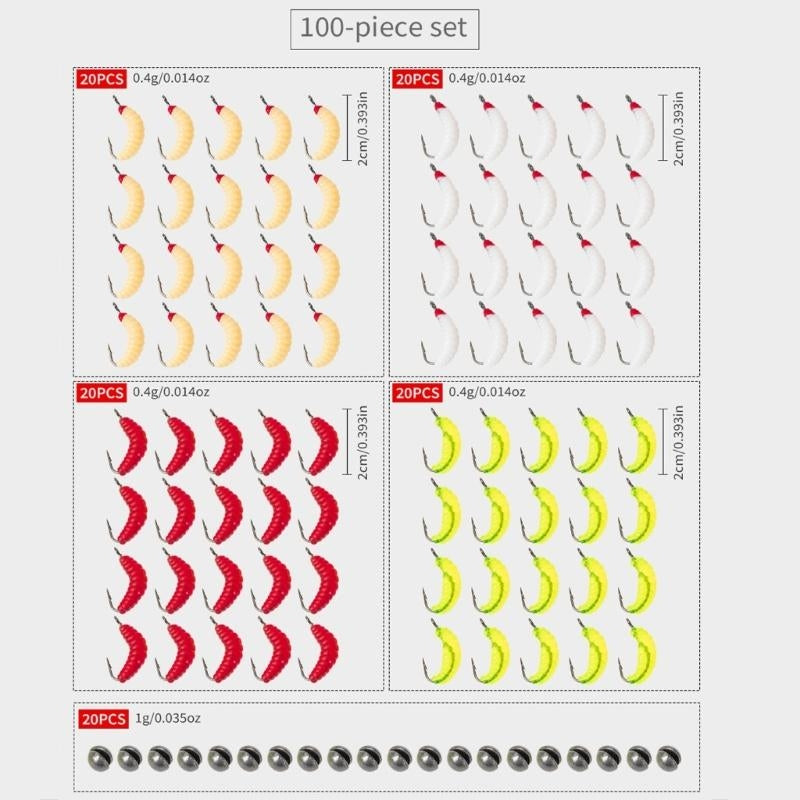 Soft Fishing Maggot Bait with Hook Set