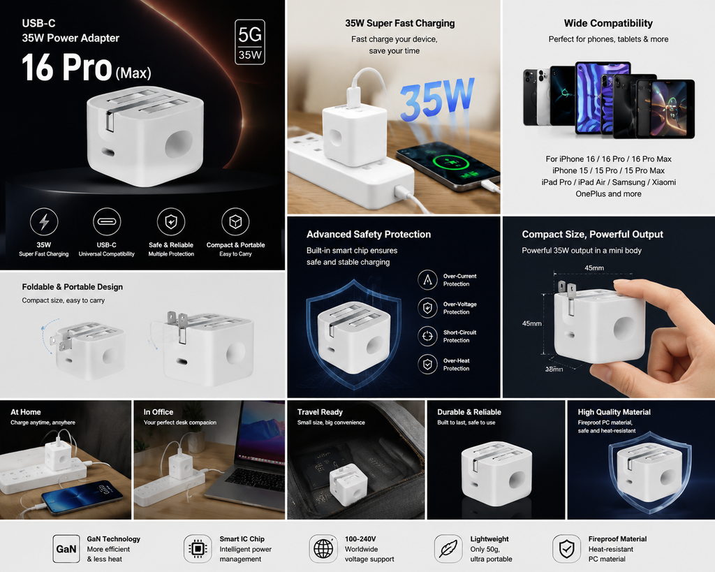 16 Pro Max 35W USB-C Fast Charger Adapter