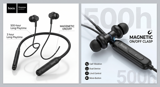 Hoco. Premium 500h Long Playtime Wireless Neckband Earphone