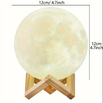 3D Moon Lamp with Wooden Stand