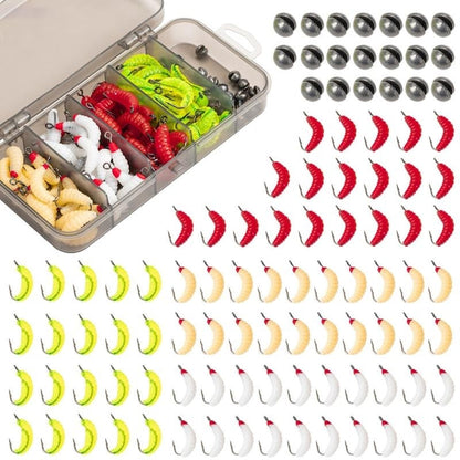 Soft Fishing Maggot Bait with Hook Set