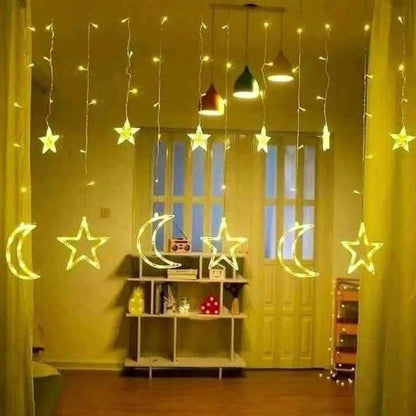 Premium LED Star and Moon Curtain String Lights