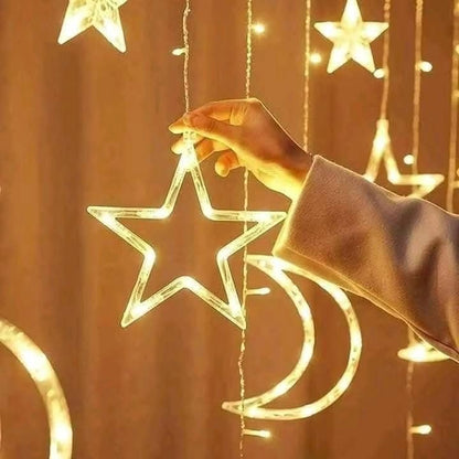 Premium LED Star and Moon Curtain String Lights