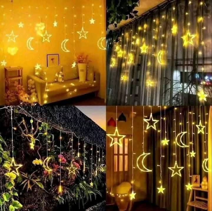 Premium LED Star and Moon Curtain String Lights